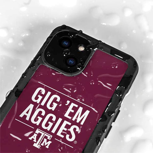 Texas A&M University Gig Em Aggies iPhone 15 Plus Waterproof Case